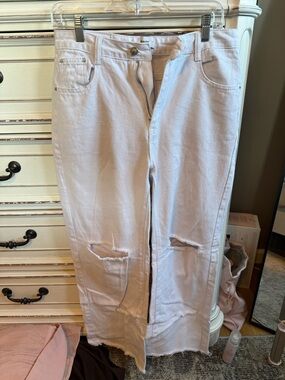 Princess Polly White Distressed High-Waist Jeans